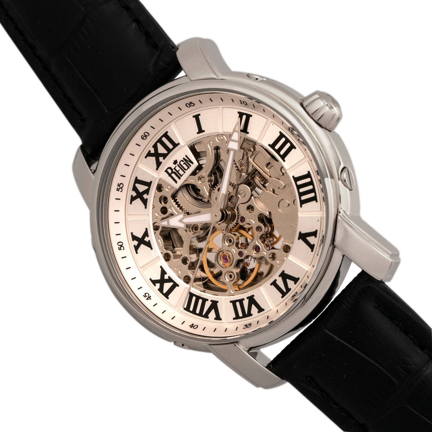 Reign Kahn Men's Automatic Skeleton Leather Watch