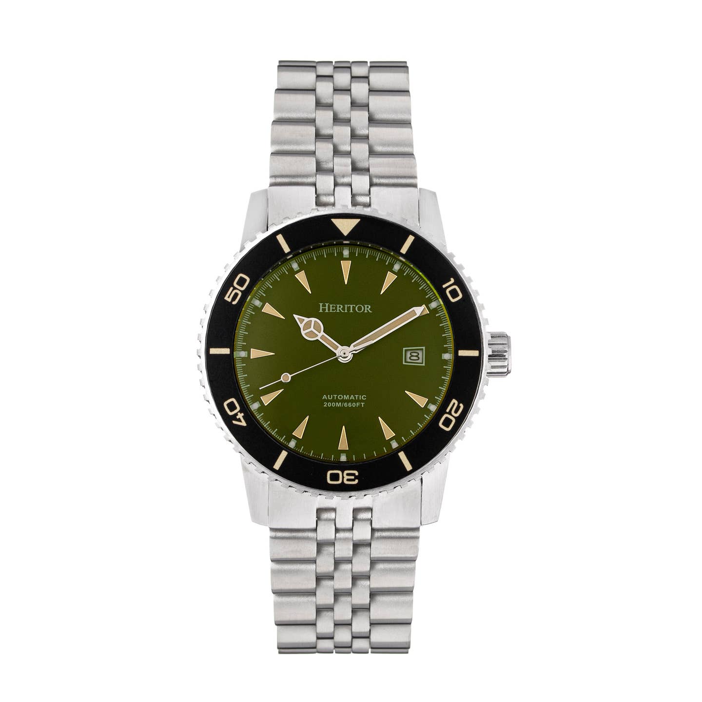 Heritor Hurst Men's Automatic Diver Date Bracelet Watch, Olive