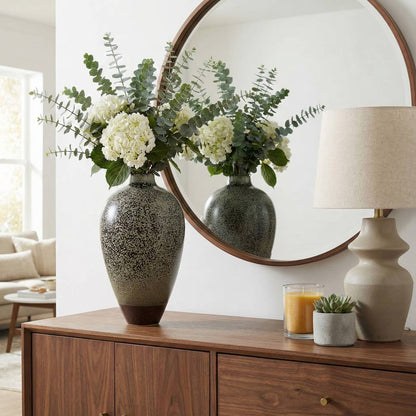 Decorative Vase - Brown Ceramic Textured Organic, 15 in.