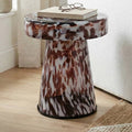 Side Table - Brown Glass Metal Artistic Pattern, 19 in.