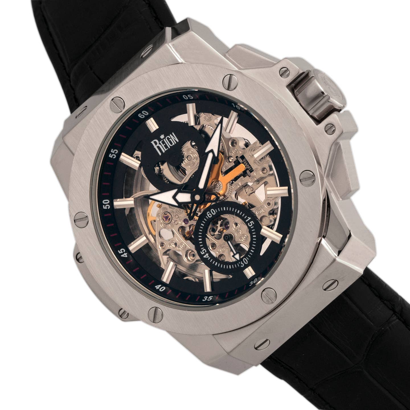 Reign Commodus Men's Automatic Skeleton Leather Watch