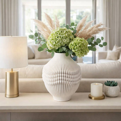 Decorative Vase - Ivory Porcelain 3D Printed, 16 in.