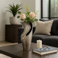 Decorative Vase - Silver Metal Finish Highlight, 16 in.
