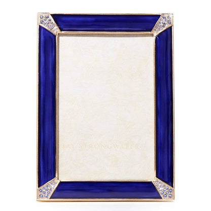Jay Strongwater Lavinia 4" x 6" Crystal Enamel Picture Frame, Delft Garden