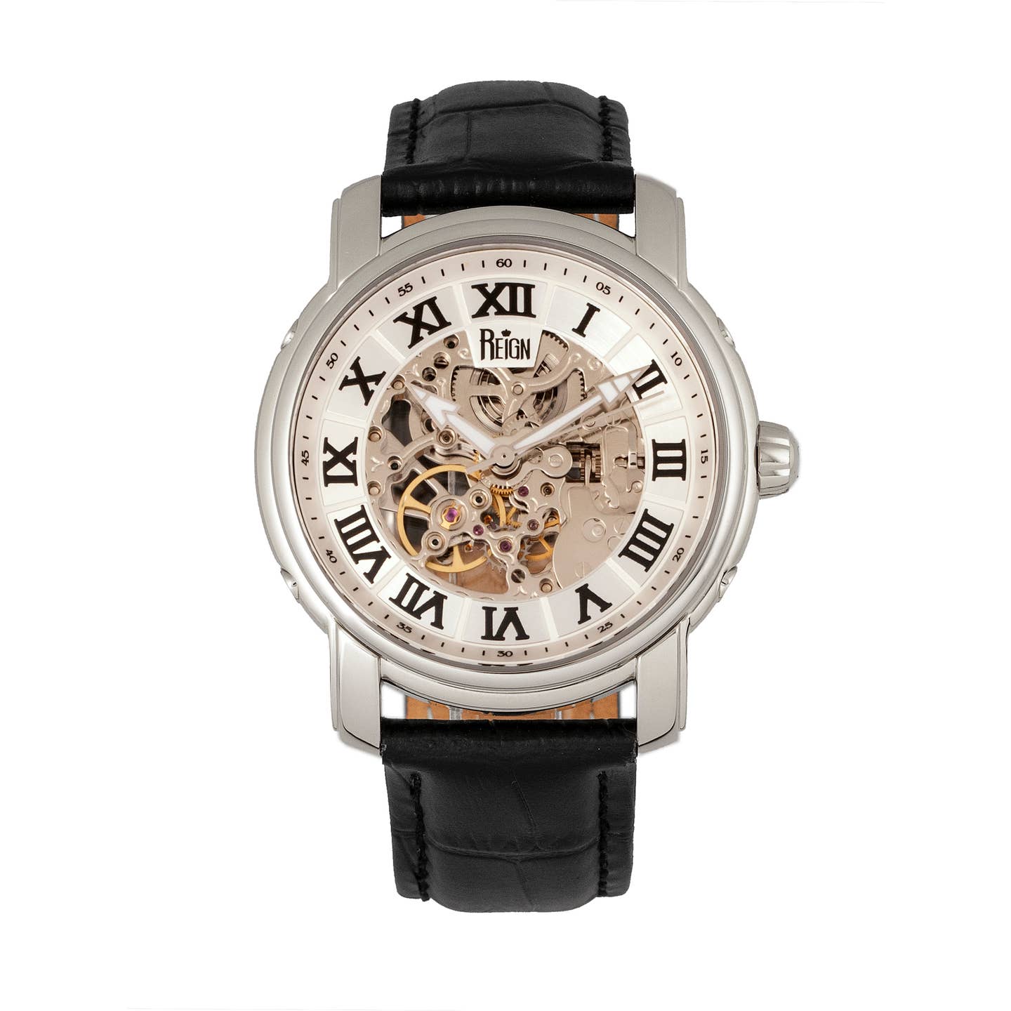 Reign Kahn Men's Automatic Skeleton Leather Watch