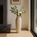 Decorative Floor Vase - Ivory Ecomix Textured Ribbed, 33 in.