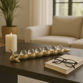 Decorative Object - Gold Metal Glass Sphere Pea Pod, 12 in.