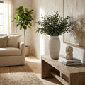 Decorative Vase - White Earthenware Textured Cylinder, 15 in