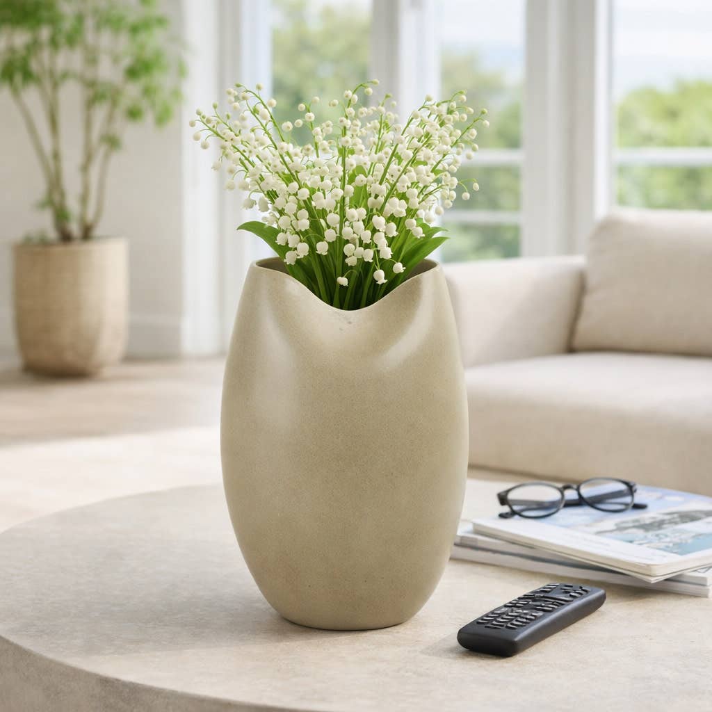 Decorative Vase - Brown Ceramic Modern Minimalist, 12 in.