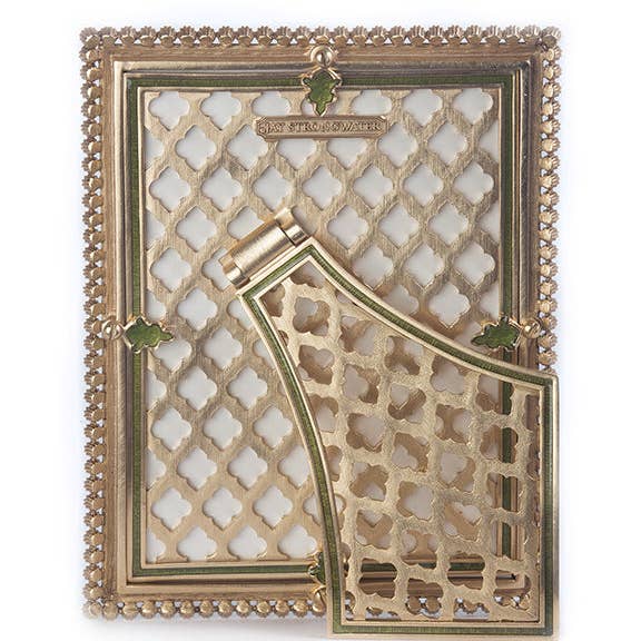 Jay Strongwater Lucas Stone Edge 5" x 7" Crystal Enamel Picture Frame, Apple