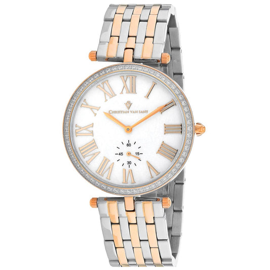 Christian Van Sant Hush Women's Quartz Watch, White Mother-of-Pearl Dial