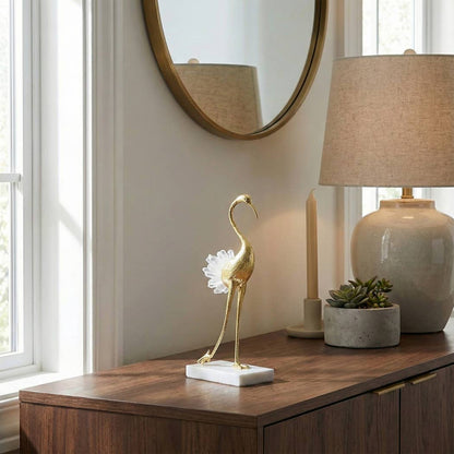 Decorative Object - Gold Marble Standing Bird, 12 in.