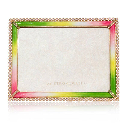 Jay Strongwater Lucas Stone Edge 5" x 7" Swarovski Crystal Enamel Picture Frame, Flora