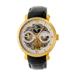Authentic Heritor Aries Men's Automatic Skeleton Leather Watch, Gold/Silver