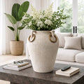 Decorative Vase - Ivory/Tan Pottery Round Large, 19 in.