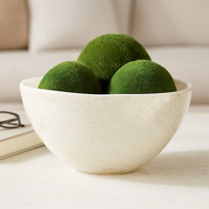 Decorative Bowl - Cream Glass Minimalist Textured, 9 in.