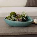 Decorative Bowl - Green Ceramic Abstract Pattern, 18 in.