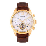 Authentic Heritor Arthur Men's Automatic Semi-Skeleton Leather Watch, Style HERHR7904