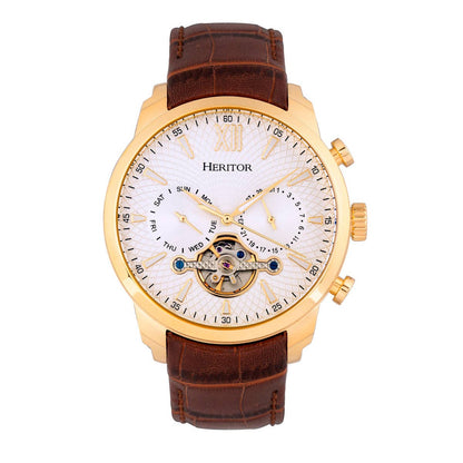 Heritor Arthur Men's Automatic Semi-Skeleton Leather Watch, Style HERHR7904