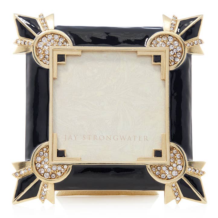 Jay Strongwater Dorothy Art Deco 3" x 3" Crystal Enamel Picture Frame