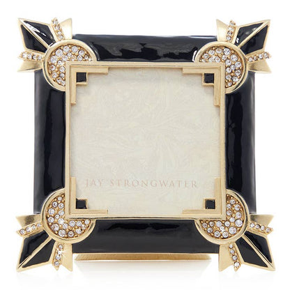 Jay Strongwater Dorothy Art Deco 3" x 3" Crystal Enamel Picture Frame