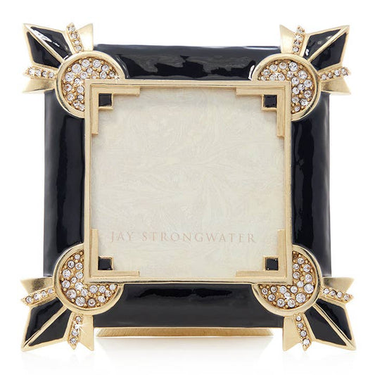 Jay Strongwater Dorothy Art Deco 3" x 3" Crystal Enamel Picture Frame
