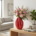 Decorative Vase - Red Ceramic Large Teardrop Shape, 16 in.