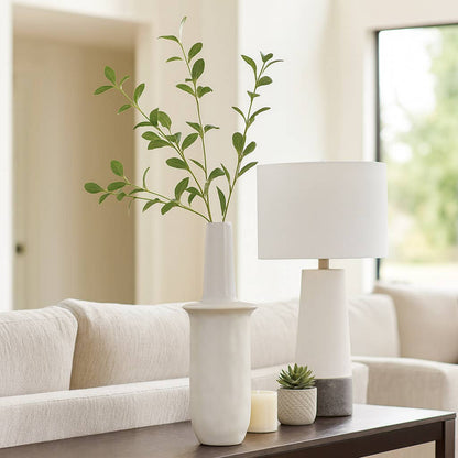 Decorative Vase - Ivory Ceramic Unique Flared Top, 25 in.