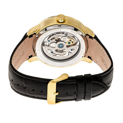 Heritor Ryder Men's Automatic Skeleton Leather Watch, Gold/Black