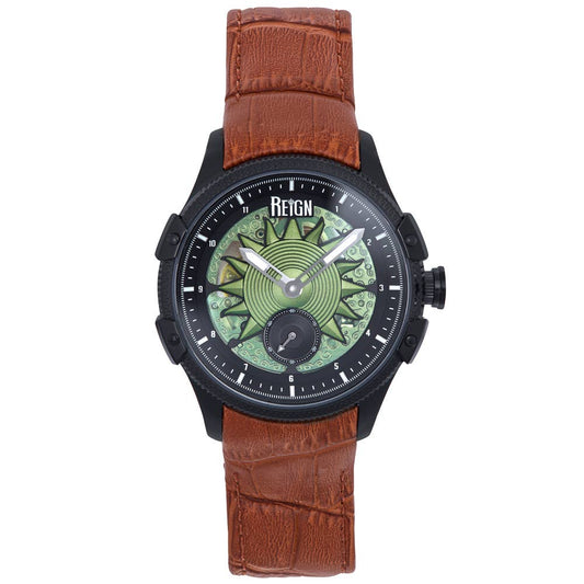 Reign Solstice Men's Automatic Skeleton Leather Watch