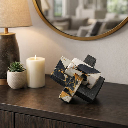 Decorative Sculpture - Black/White Marble Knot, 5 in.
