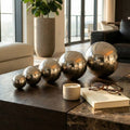 Decorative Orbs Set of 5 - Silver Metal Spheres, 2/3/4/5/6in