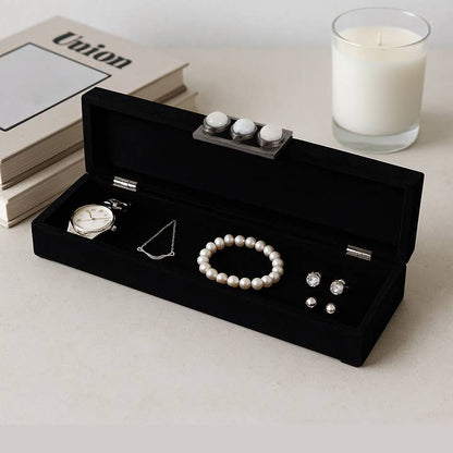 Decorative Box - Wood Black Moonstone Gemstone, 18 in.