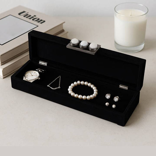 Decorative Box - Wood Black Moonstone Gemstone, 18 in.