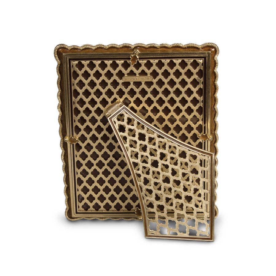 Jay Strongwater Aidan Braided 8" x 10" Enamel Gold-Finished Picture Frame, Amber
