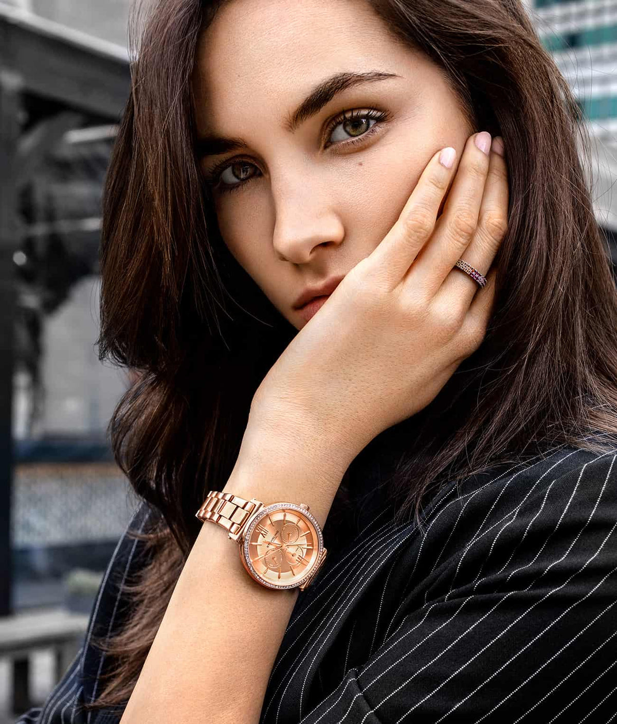 Stuhrling Original Aria 3908 Women's Quartz Watch, 40mm, Rose Gold-Tone Dial, Multifunction Display