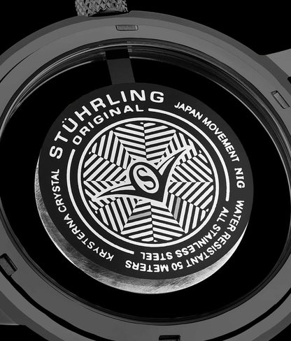 Stuhrling Original Sniper Men's Quartz Aviator Watch, 42mm, Grey Dial, Black Rubber Strap