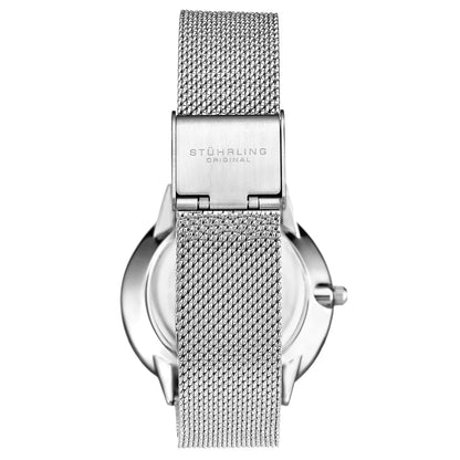 Stuhrling Original Symphony 3928 Women's Quartz Watch, 35mm, Black Dial, Silver-Tone Mesh Bracelet
