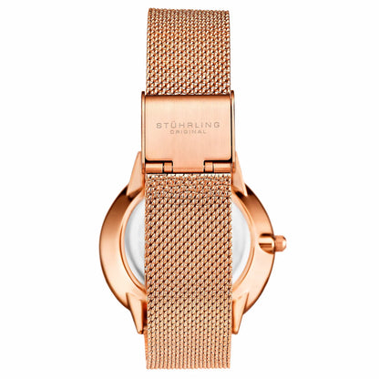 Stuhrling Original Symphony 3928 Women's Quartz Watch, 35mm, Rose Gold-Tone Dial, Rose Gold-Tone Mesh Bracelet