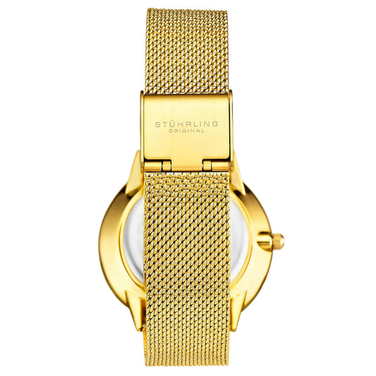 Stuhrling Original Symphony Women's Quartz Watch, 35mm, Gold-Tone Dial, Gold-Tone Mesh Bracelet