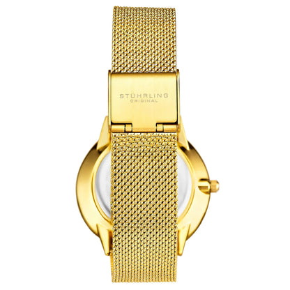 Stuhrling Original Symphony Women's Quartz Watch, 35mm, Gold-Tone Dial, Gold-Tone Mesh Bracelet