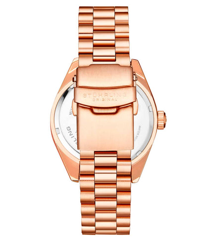 Stuhrling Original Lineage Men's Quartz Classic Watch, 42mm, Black Dial, Rose Gold-Tone Bracelet