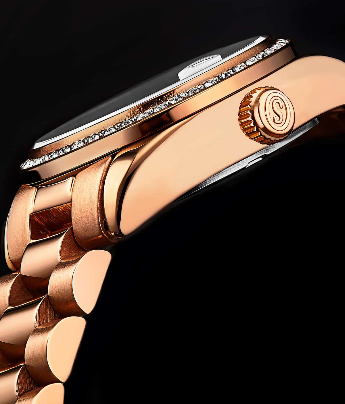 Stuhrling Original Lineage Women's Quartz Watch, 31mm, Silver Mother-of-Pearl Dial, Rose Gold-Tone Bracelet, Crystal-Accented Bezel