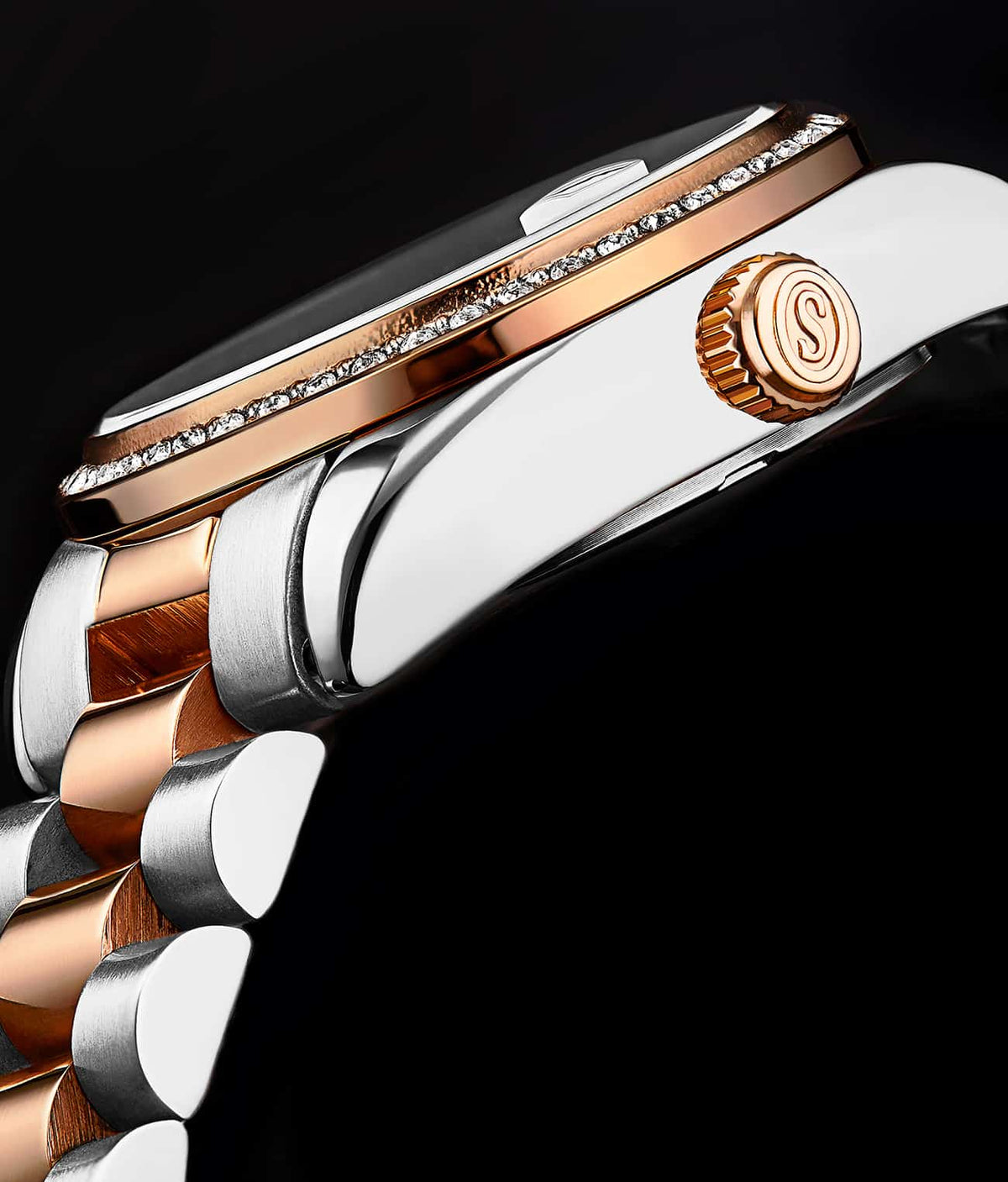 Stuhrling Original Lineage Women's Quartz Watch, 31mm, Silver Mother-of-Pearl Dial, Rose Gold-Tone Bracelet, Crystal-Accented Bezel