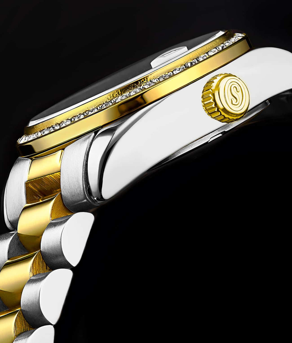 Stuhrling Original Lineage Women's Quartz Watch, 31mm, Silver Mother-of-Pearl Dial, Two-Tone Gold & Silver Bracelet, Crystal-Accented Bezel