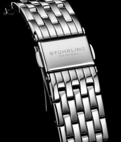 Stuhrling Original Delphi Women's Automatic Skeleton Watch, 38mm, Silver-Tone Stainless Steel Bracelet, Skeleton Dial