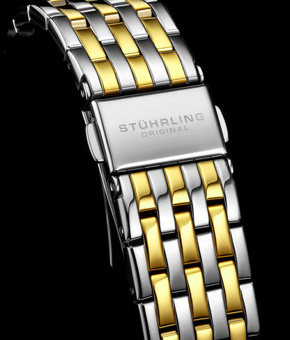 Stuhrling Original Delphi 3944 Women's Automatic Watch, 38mm, Two-Tone Gold & Silver Bracelet, Skeleton Dial