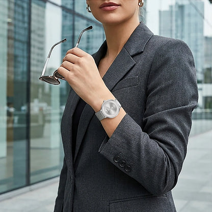 Stuhrling Original Symphony 3946 Women's Quartz Watch, 37mm, Silver-Tone Mesh Bracelet, Diamond Accents