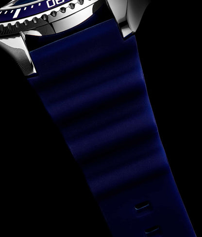 Stuhrling Original Depthmaster 3950R Men's Quartz Diver Watch, 42mm, Blue Dial, Blue Rubber Strap