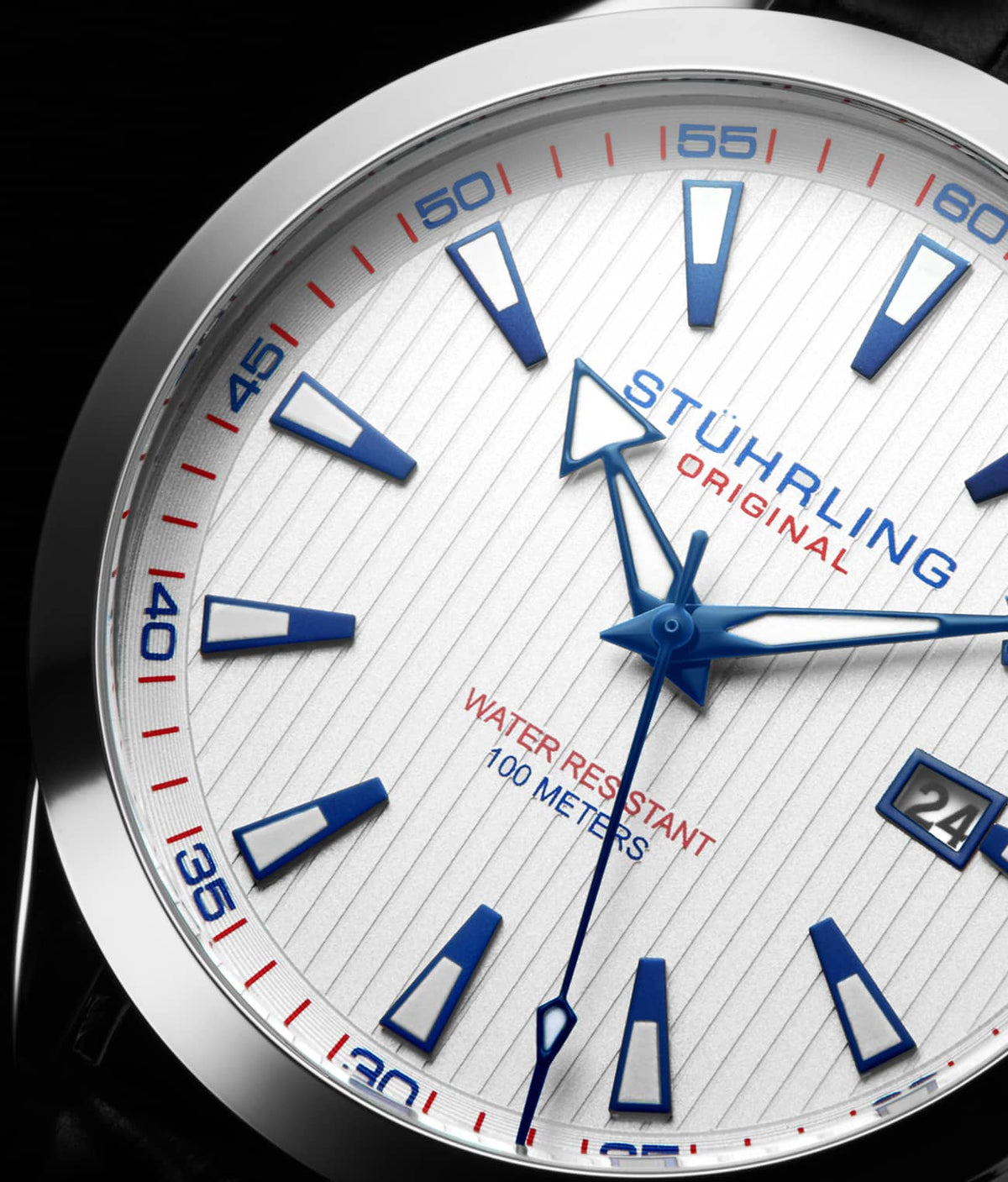 Stuhrling Original Symphony 3953 Men's Quartz Watch, Silver Dial, Silver Bracelet